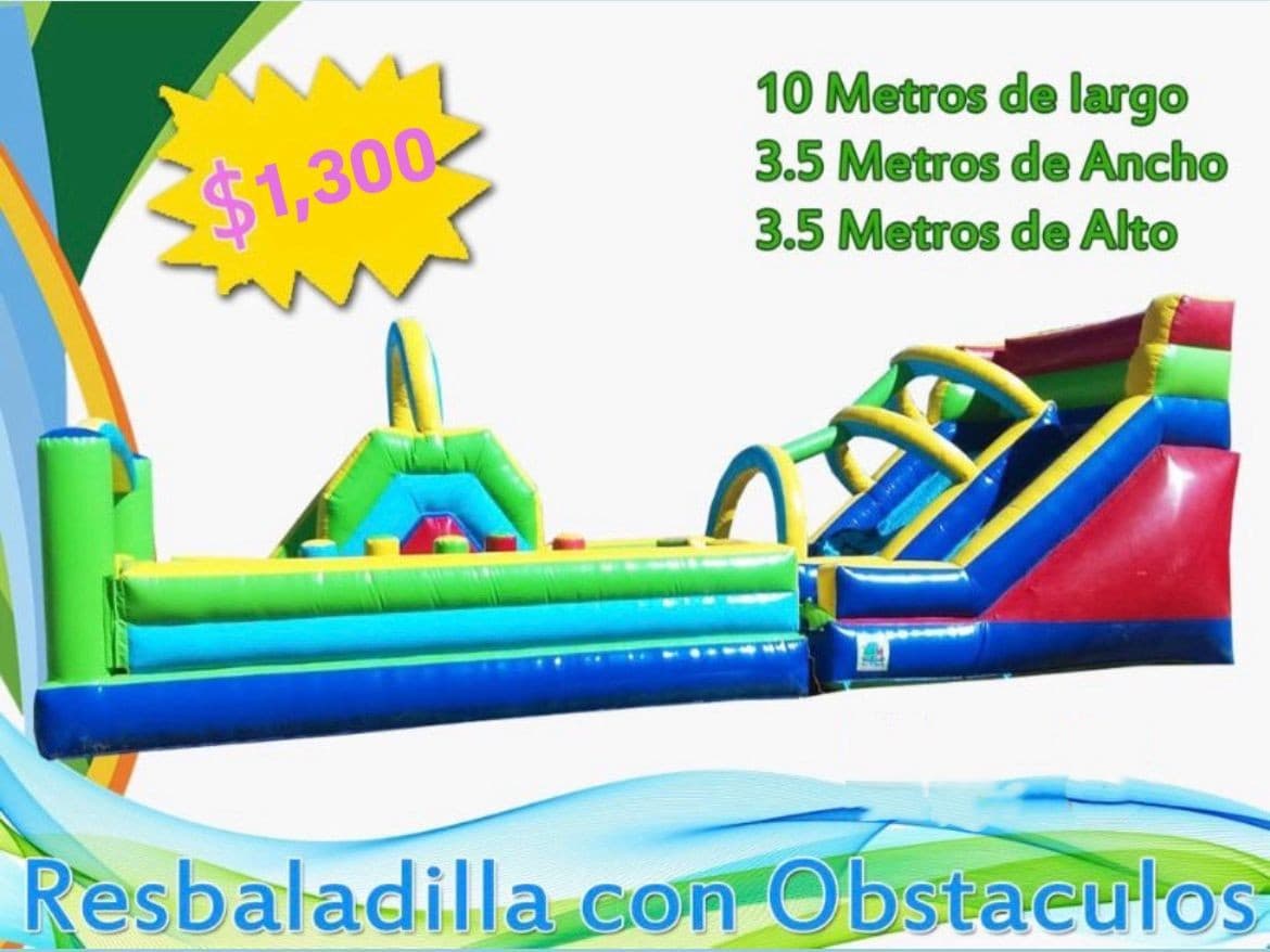 Brincolín Doble Resbaladilla con Obstáculos