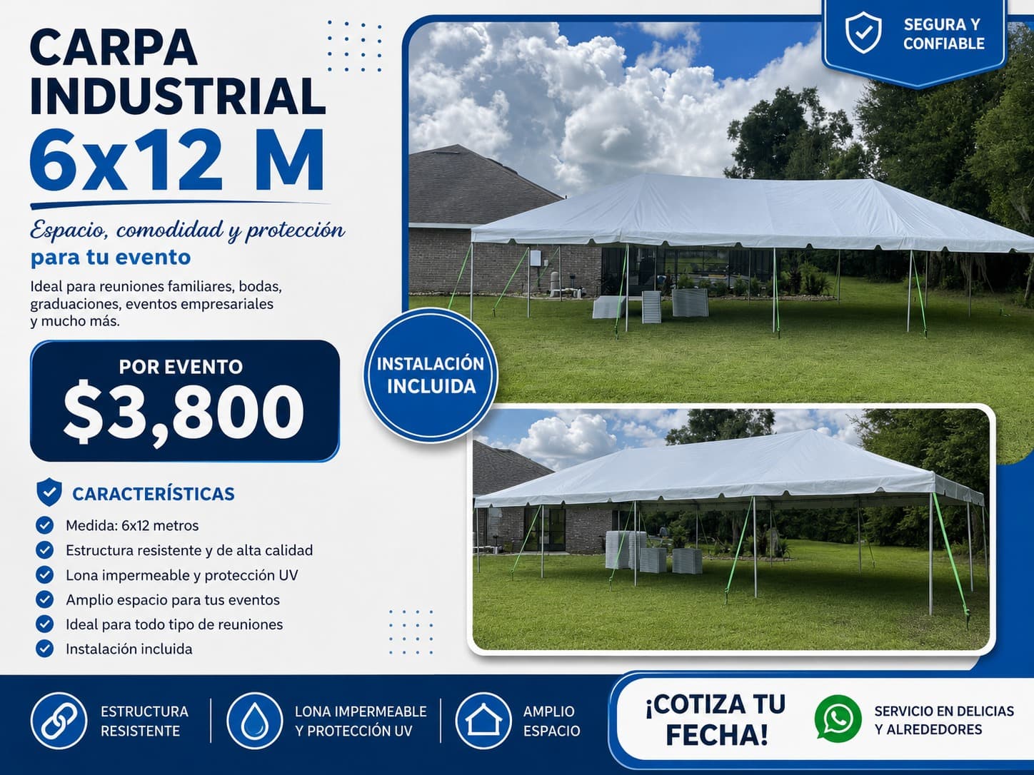 Carpa 6 × 12 metros