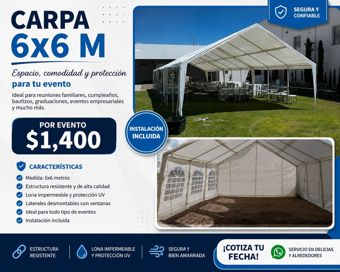Carpa 6 × 6 metros